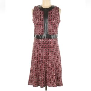 J. McLaughlin Faux Vegan Leather Panel Print Dress Sleeveless Size M